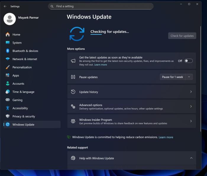 Windows Update check for updates